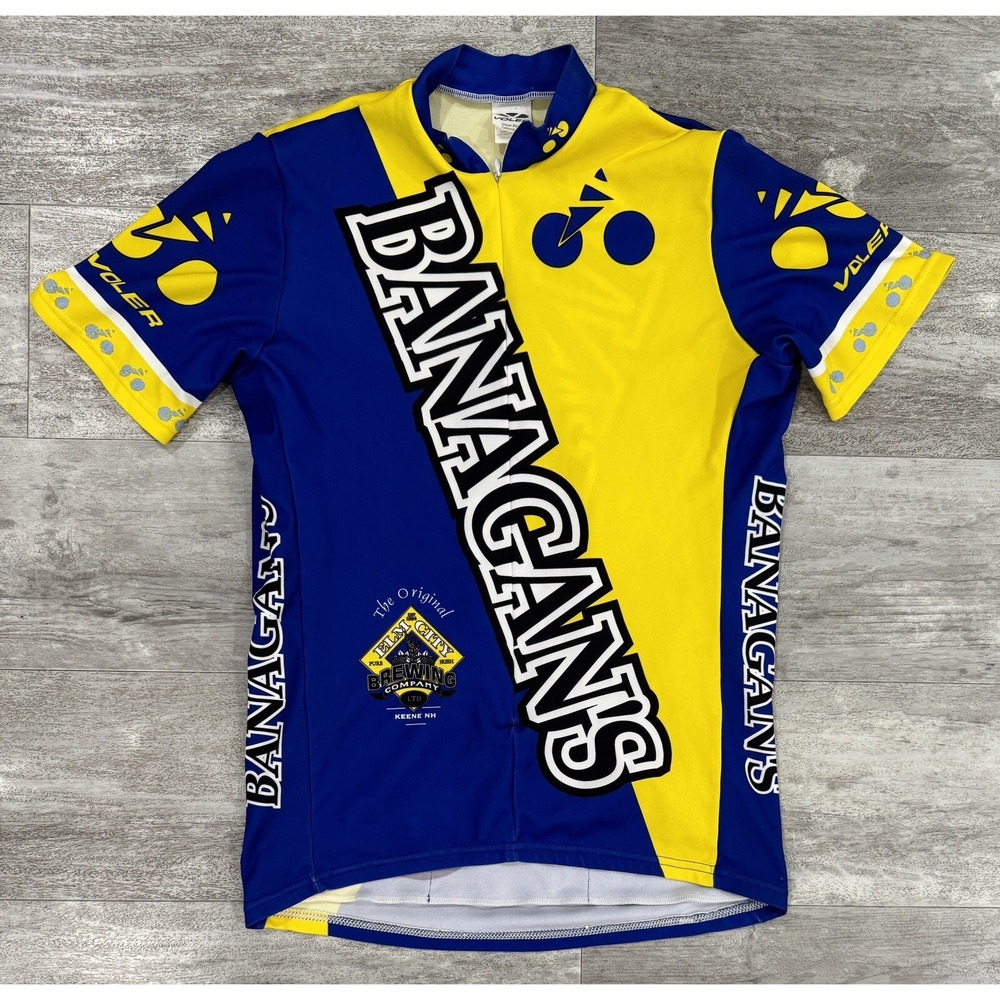 Voler 1/4 Zip Cycling Jersey Womens Large Banagan's, Blue Yellow